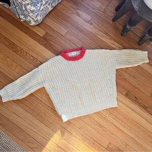 BABAA Jumper No 19 Mini Sweater Off White Natural Wool Coral